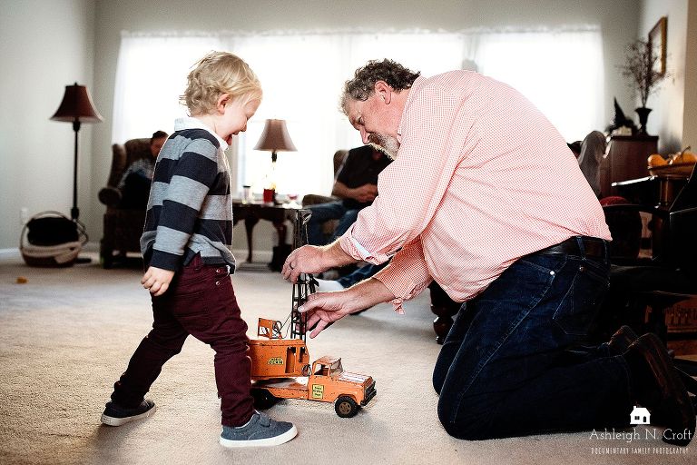 grandfather and grandson playing