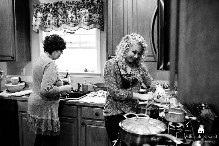 grandmother and granddaughter cooking